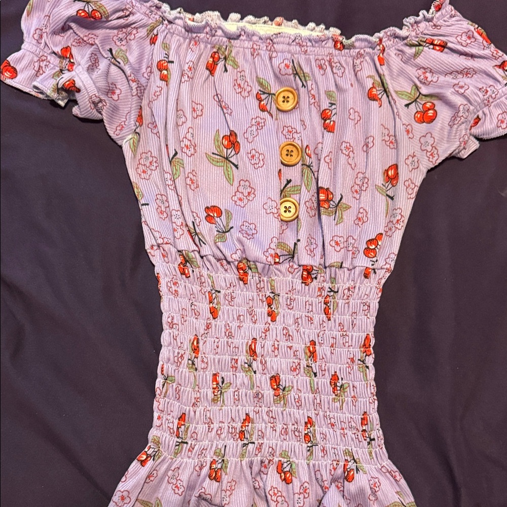 Cherry Blossom Off-Shoulder Dress